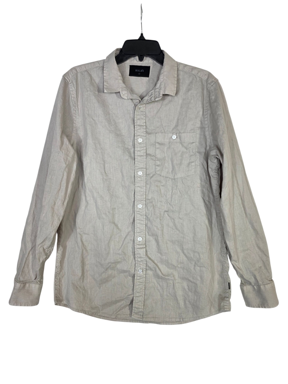 ROLLA'S Men's Light Beige Long-Sleeve Button-Down Shirt